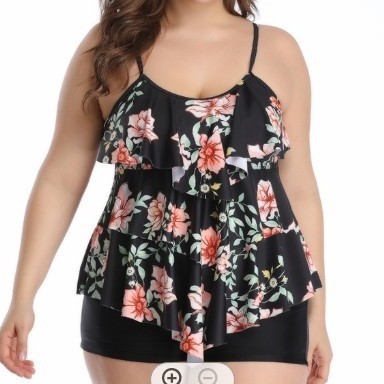 Shorts - Tankini Damesbikini Bloemenprint Grote maten bikini's