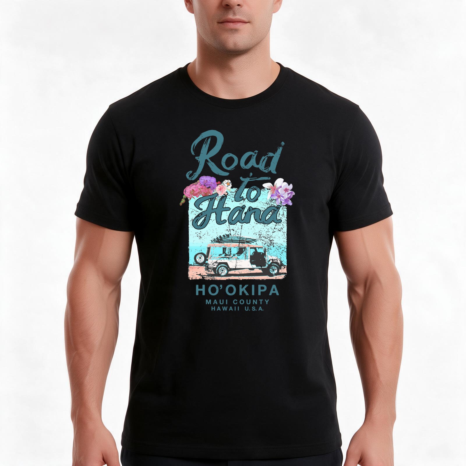 Vintage Hawaiian Floral Shirt - Road to Hana Maui Hawaii, vintage
