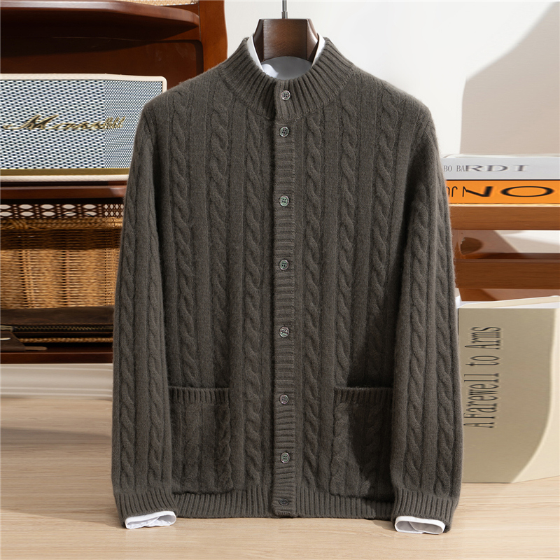 Jackets - Heren 100% kasjmier vest met halfhoge