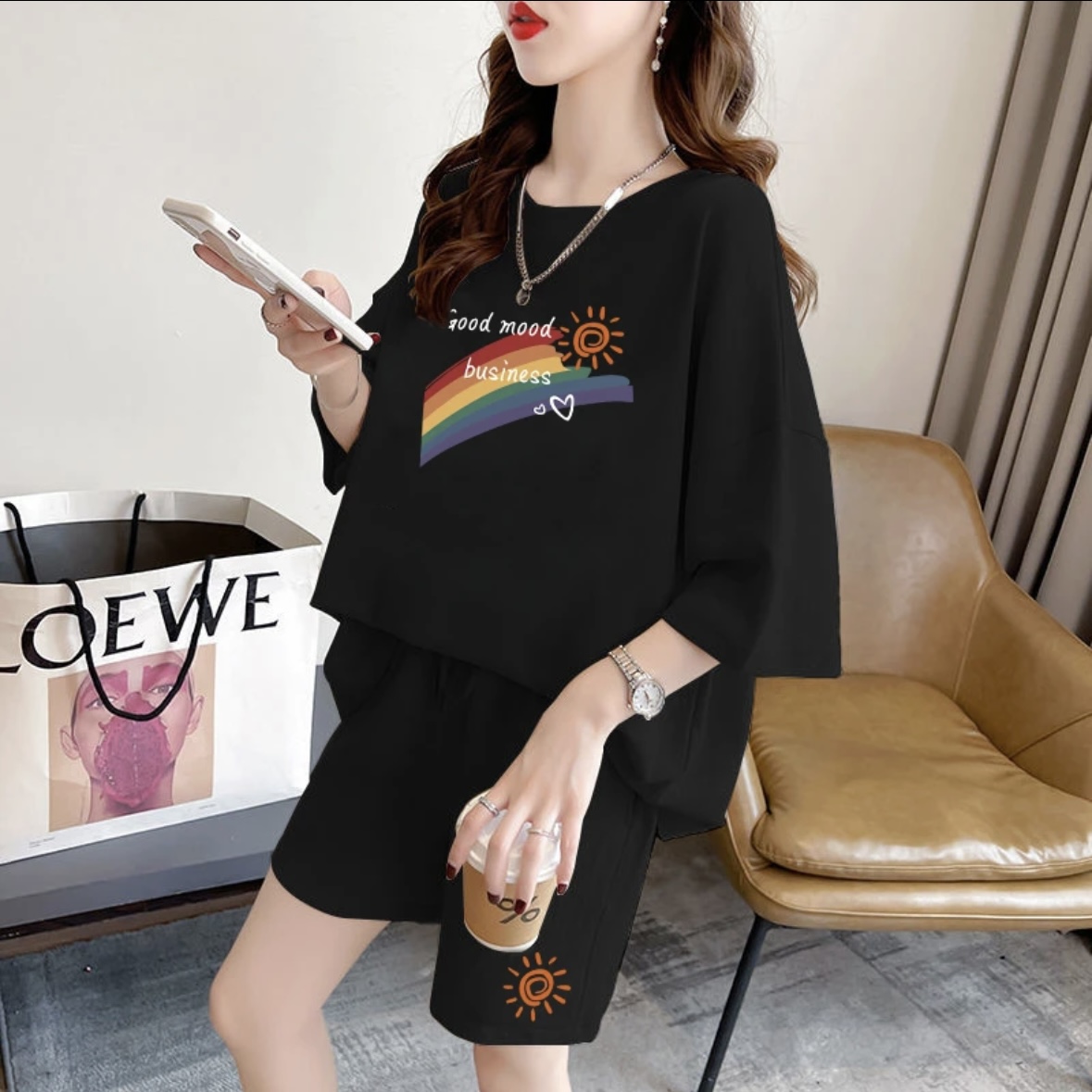 T-Shirts - Mode zomerse damesshortset, sportkleding, oversized T-shirt