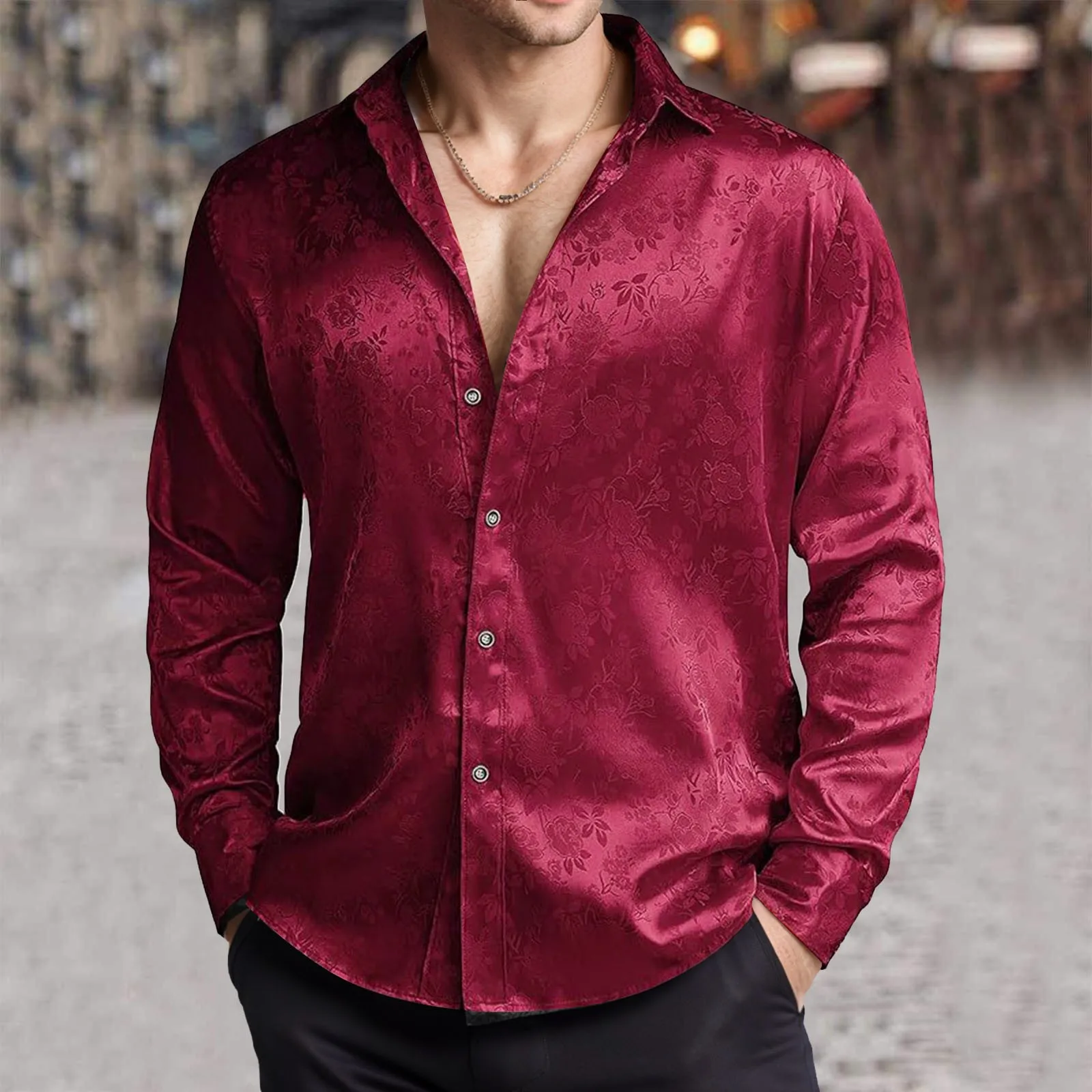 Heren imitatiezijde satijnen o - Mens Satin Silk Dress Shirt recensie en prijs