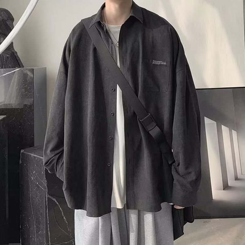 Koreaanse Mode Zwarte Shirts M - Corduroy Button Up Shirt Men recensie en prijs