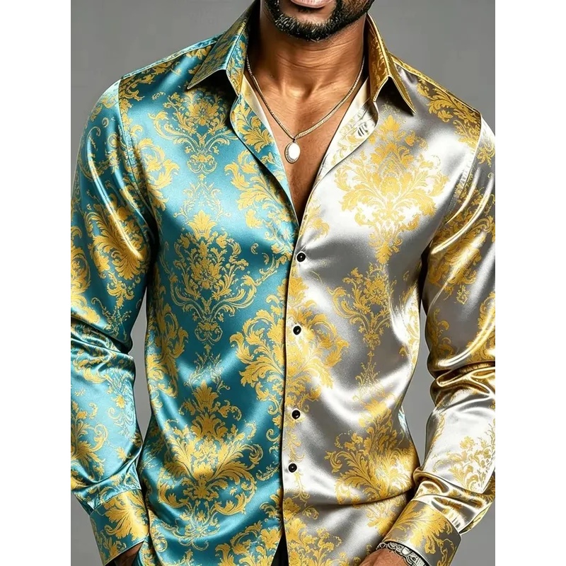 Zijden satijnen overhemden met - Mens Satin Silk Dress Shirt recensie en prijs